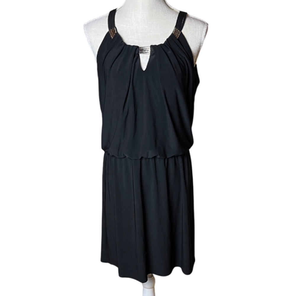 WHITE HOUSE BLACK MARKET Black Dress  Silver‎ Accents - M